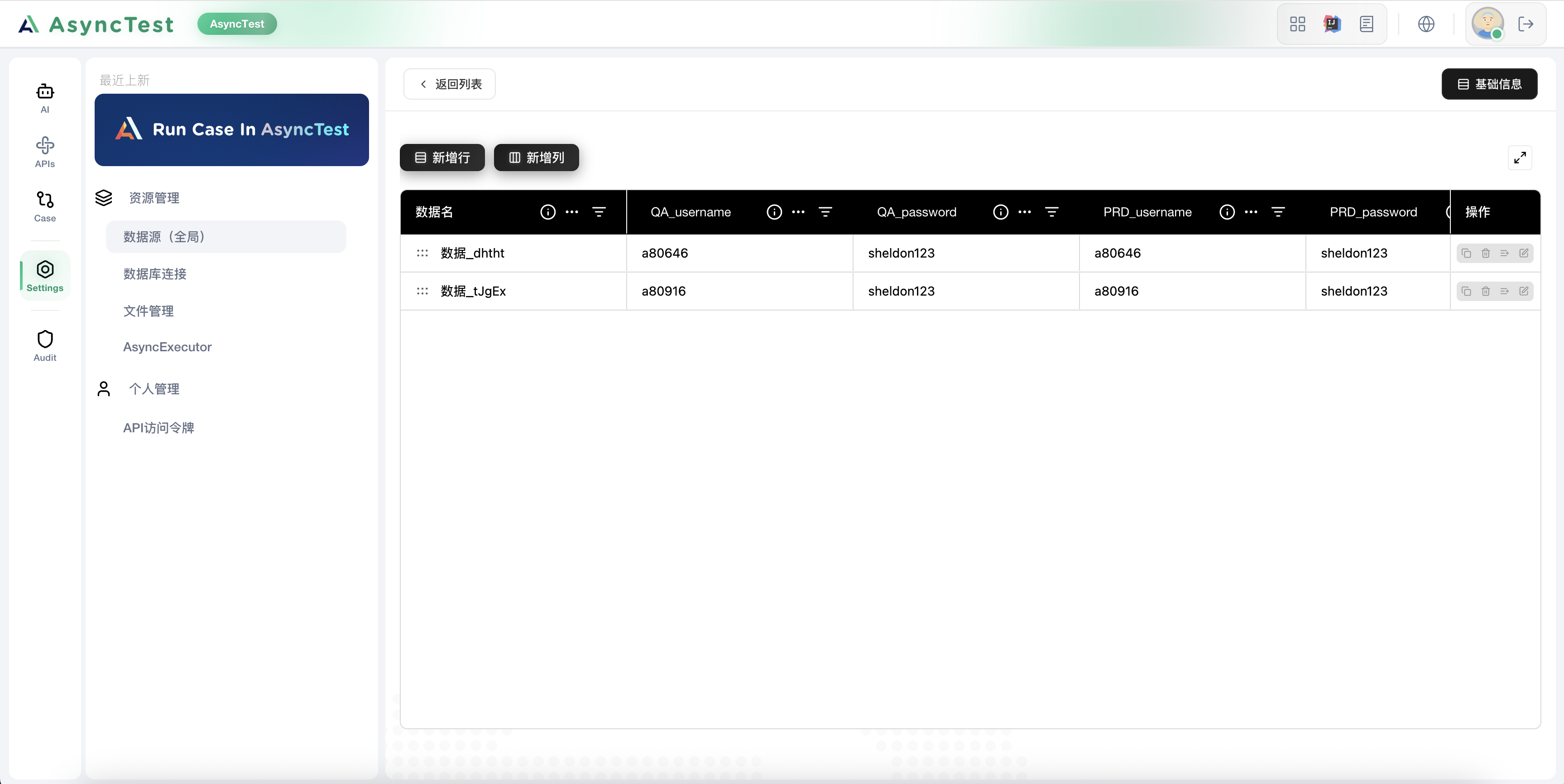 全局数据源table